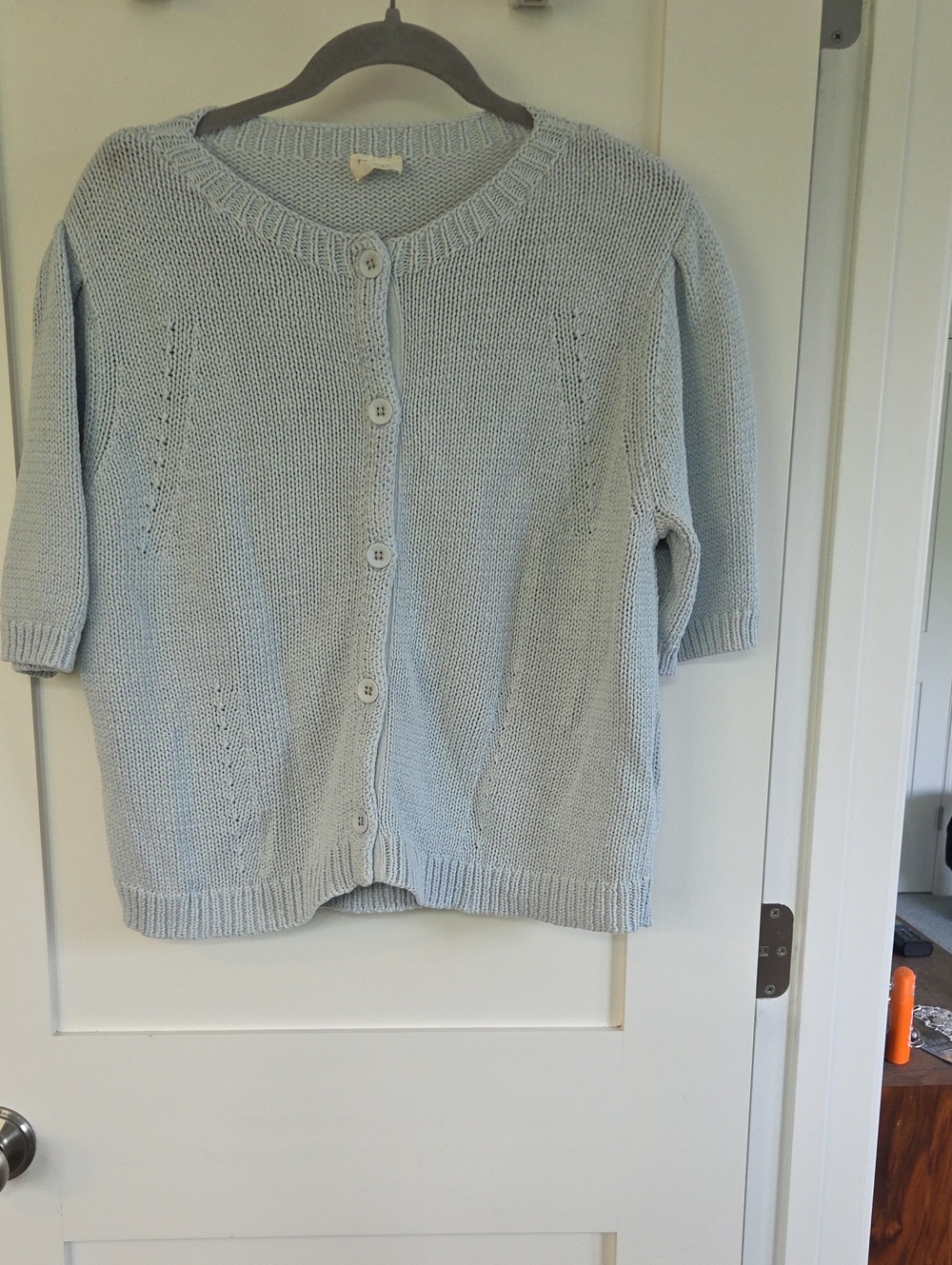Poetry Light Blue Knit Button-Front Cardigan
